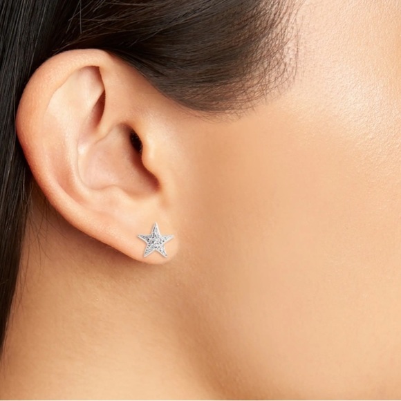 Gorjana 18k Silver Plated Textured Star Studs - Picture 3 of 3